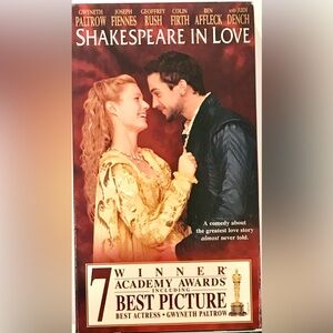 VHS Movie SHAKESPEARE IN LOVE 7 Academy Winner Awards Including BEST PICTURE